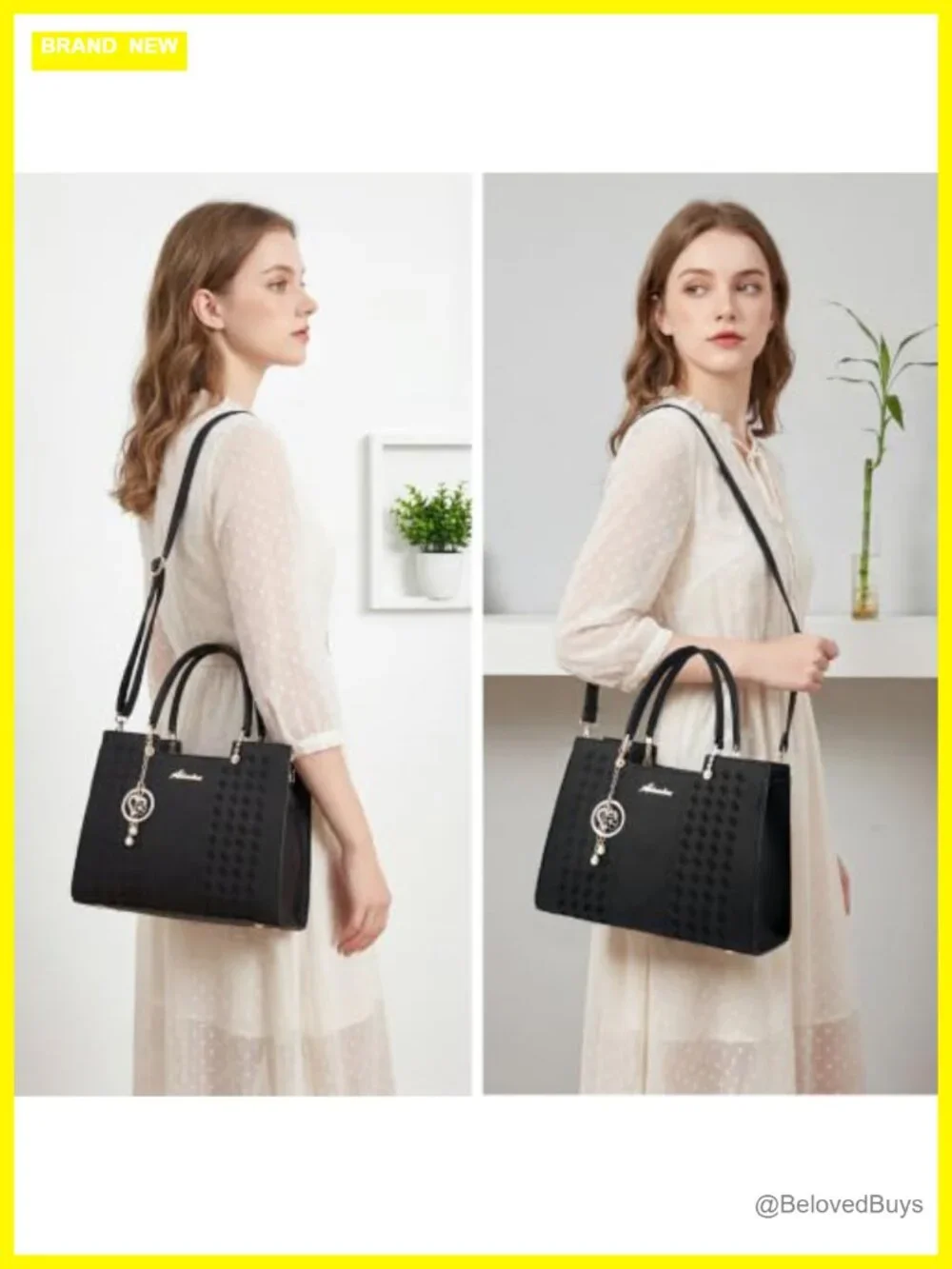 PU Leather Satchel Crossbody Tote Bag Top Handle Zipper Purse